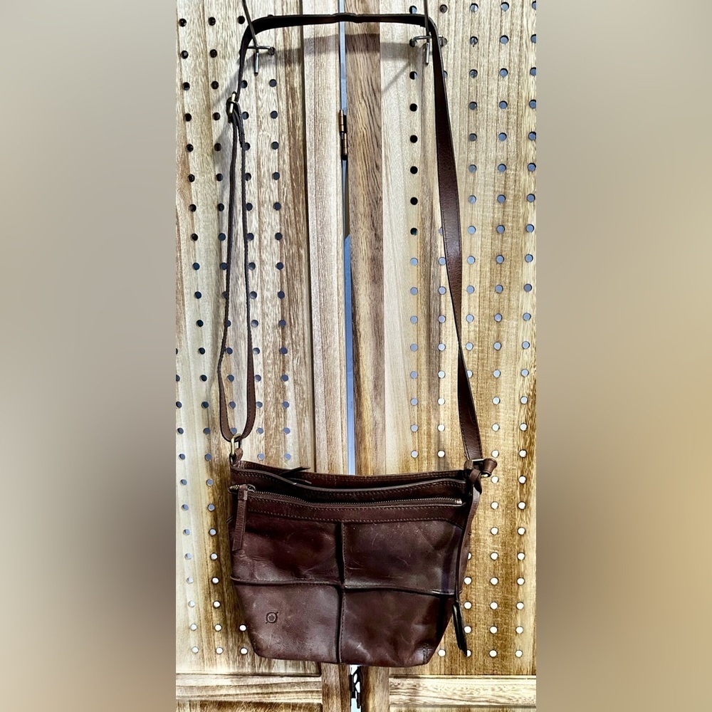 Born Chocolate Brown Leather Crossbody Messenger Bag with Antique Brass Hardware - Picture 10 of 10